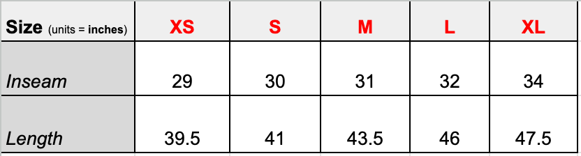 Jweatpants Technical Size Diagram